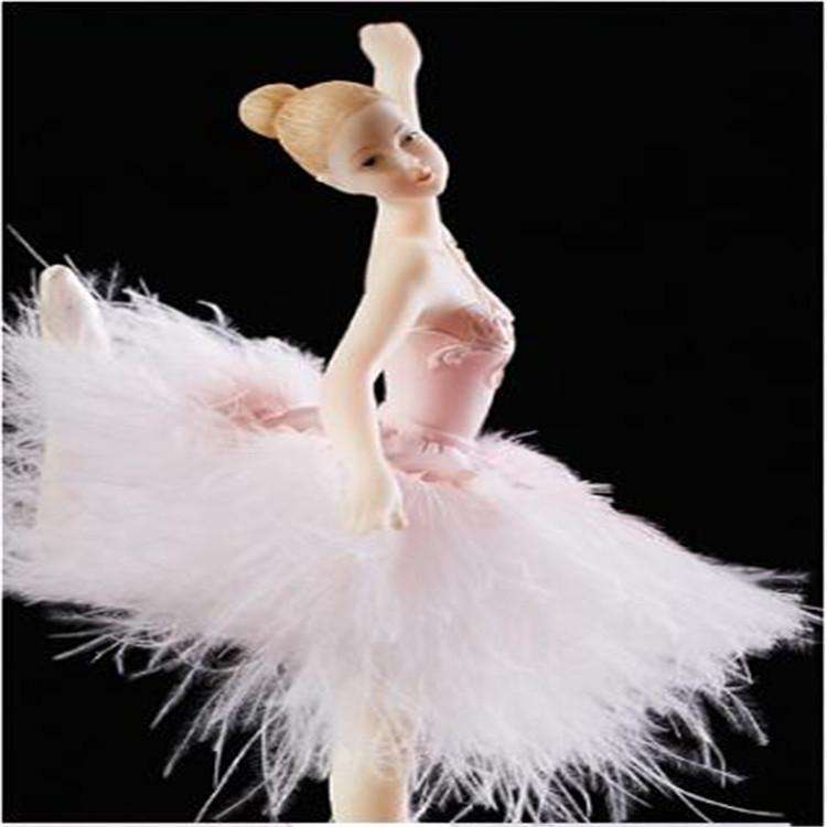 Elegant Refined Ballerina Dance Carousel Music Box Barbie Feather Music Box(Pink)