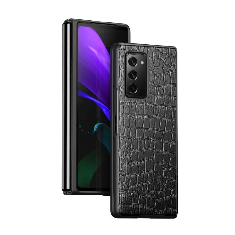 For Samsung Galaxy Z Fold2 5G Crocodile Texture Leather Folding Protective Case(Black)
