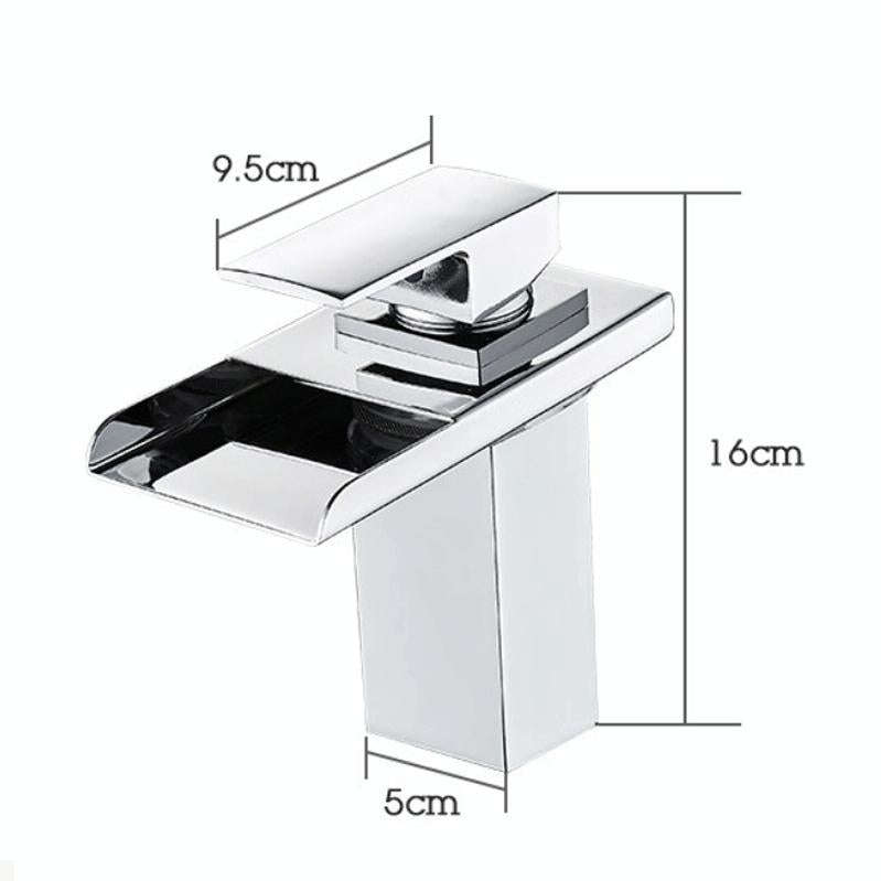 LED Three Lights Hot Cold Water Faucet Bathroom Waterfall Faucet CN Plug(Electroplating Silver)