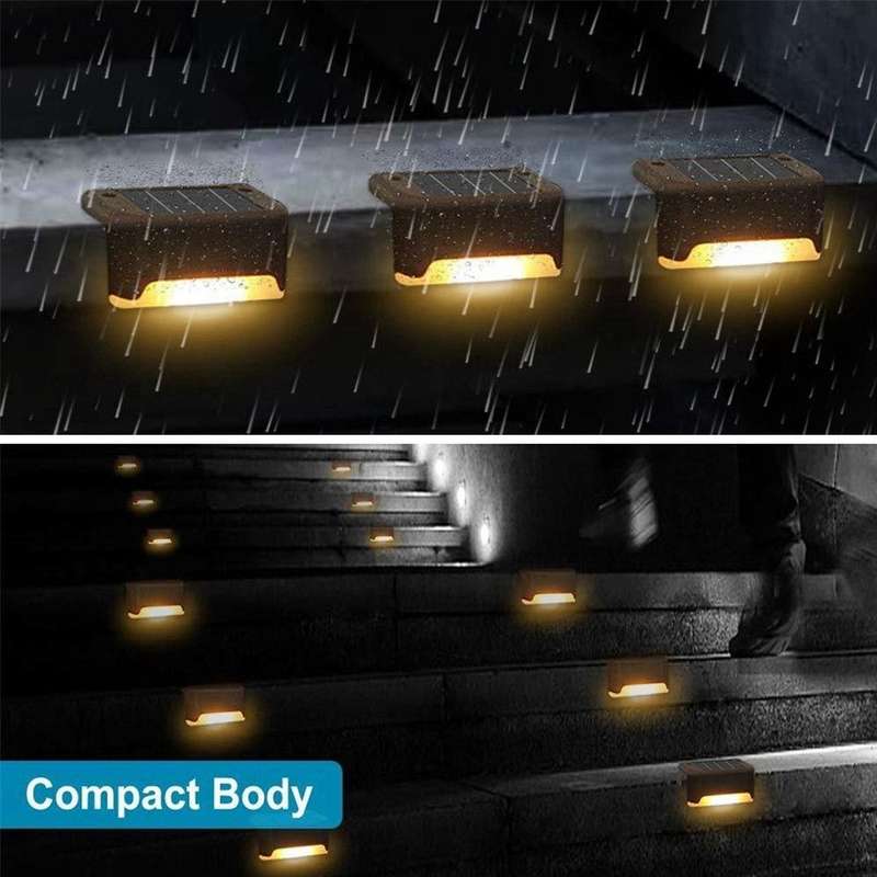 12 PCS Solar Powered LED Outdoor Stairway Light IP65 Waterproof Garden Lamp, Warm White Light(Black)
