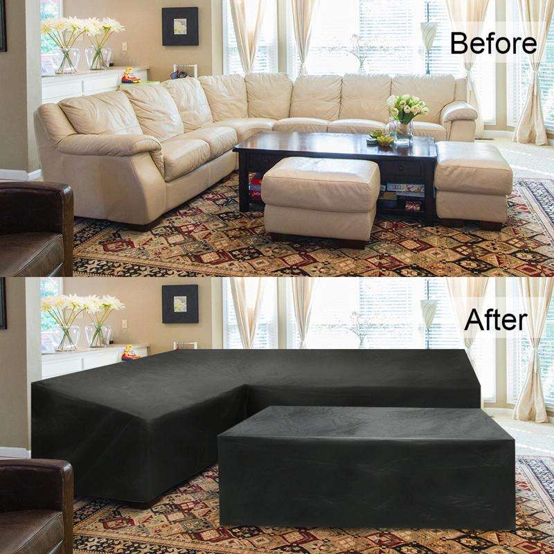 Outdoor Garden Furniture Corner Sofa Cover Dustproof Table Cover, Size: 200x270x82cm(Black)