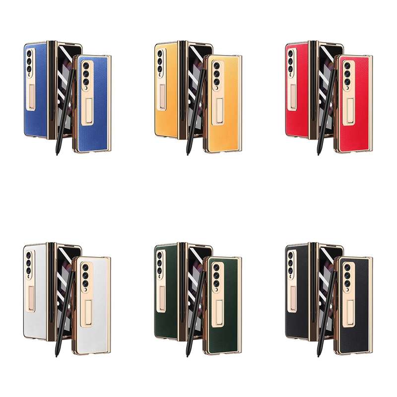 For Samsung Galaxy Z Fold3 5G Electroplated Hinge Pen Slot Kevlar Phone Case(White)