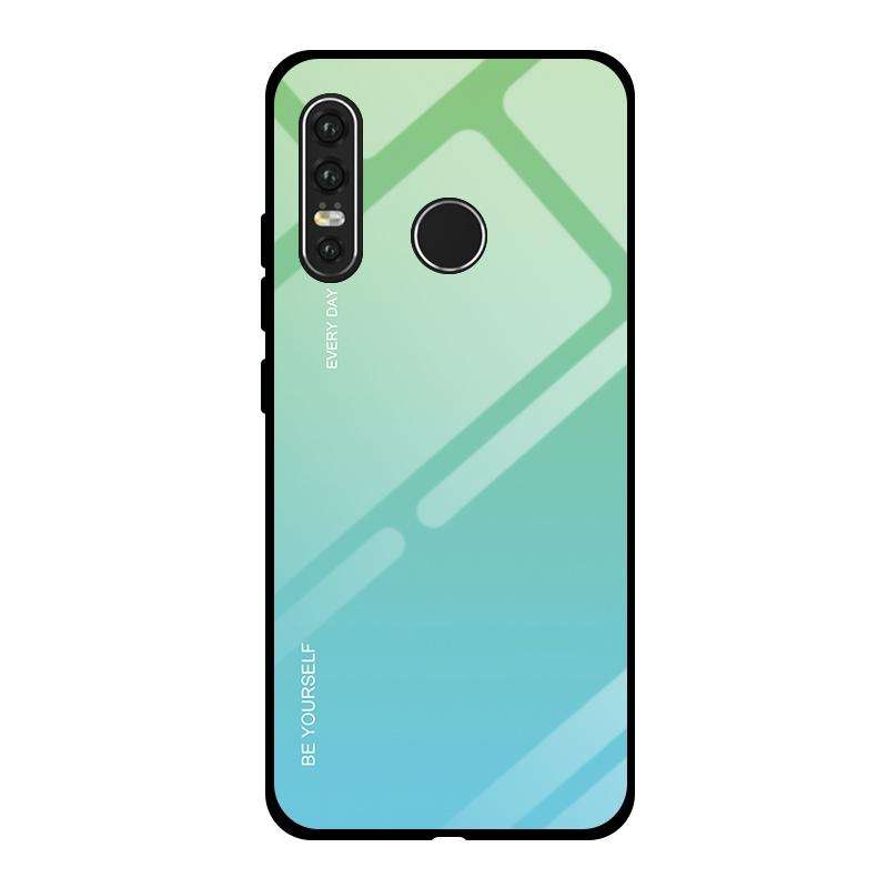 For Huawei P30 Lite Gradient Color Glass Case(Sky Blue)