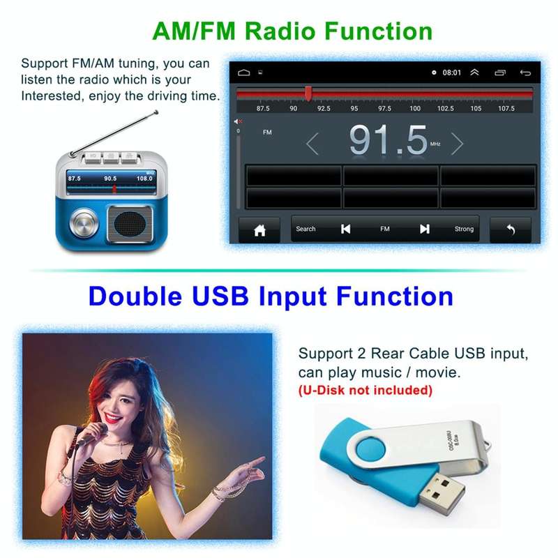HD 9 inch Universal Car Android 8.1 Radio Receiver MP5 Player, Support FM & Bluetooth & TF Card &...