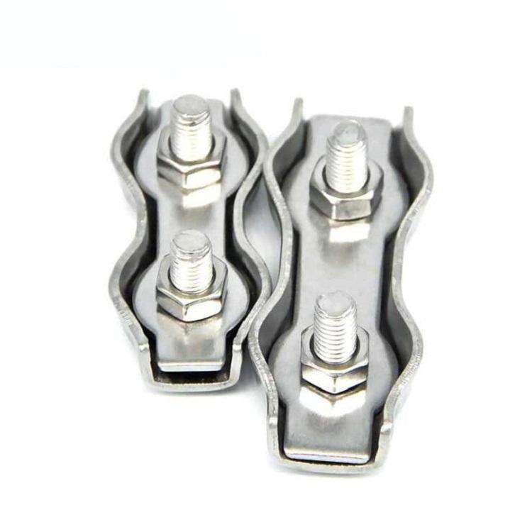 5 PCS 304 Stainless Steel Plate Single Clip Double Clamp Wire Rope Clamp, Specification:M3, Style...
