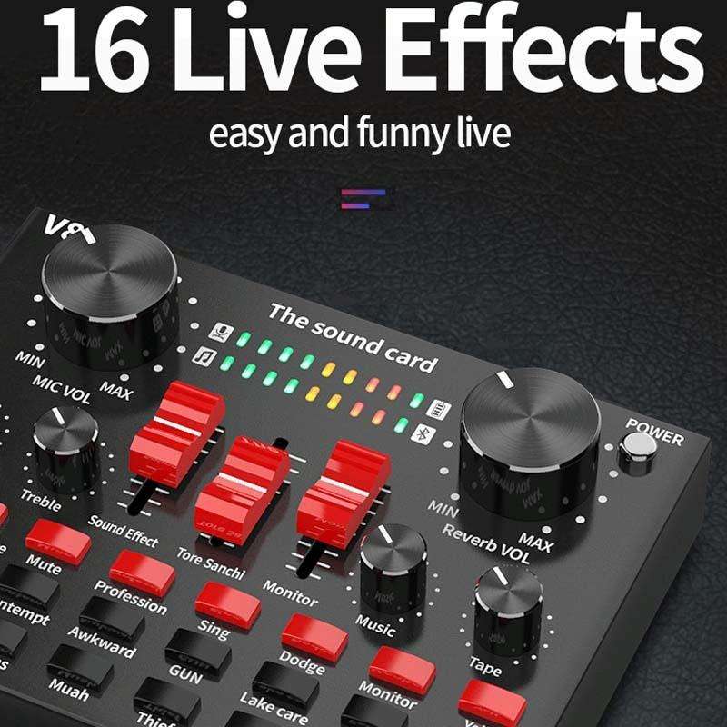 V8S Sound Card Mobile Phone Computer Anchor Live K Song Recording Microphone, Specification: Engl...