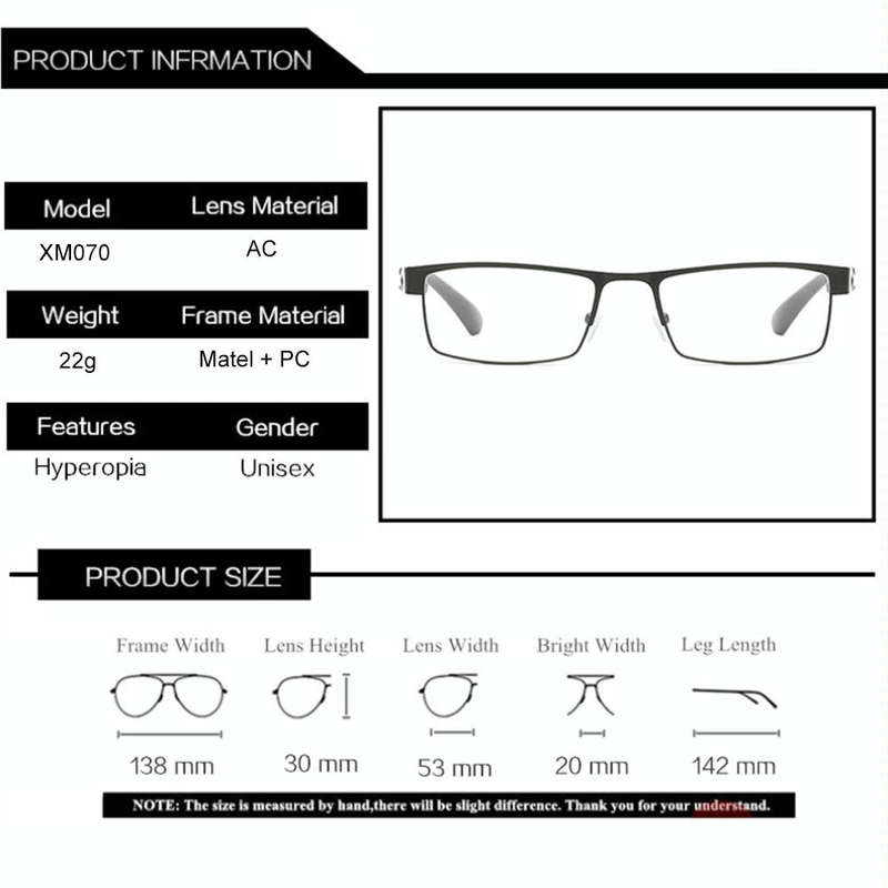 Simple Matel Frame Reading Glasses Hyperopia Eyeglasses +2.50D(Gun-color)