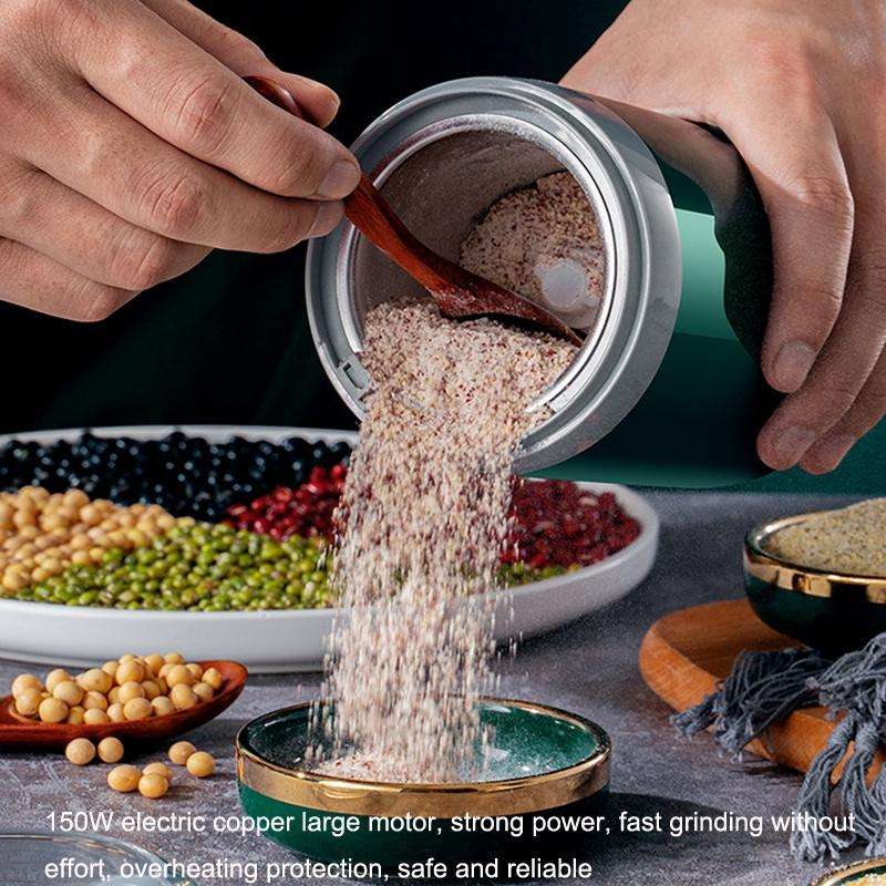 Coffee Beans Grinding Machine Home Small Mill Powder Machine Baby Complement Machine, CN Plug(Green)