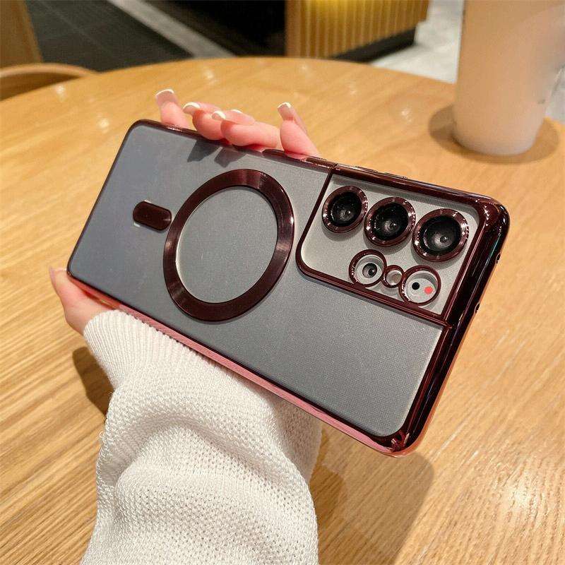 For Samsung Galaxy S22 Ultra 5G TPU Electroplated Magsafe Magnetic Phone Case(Red)