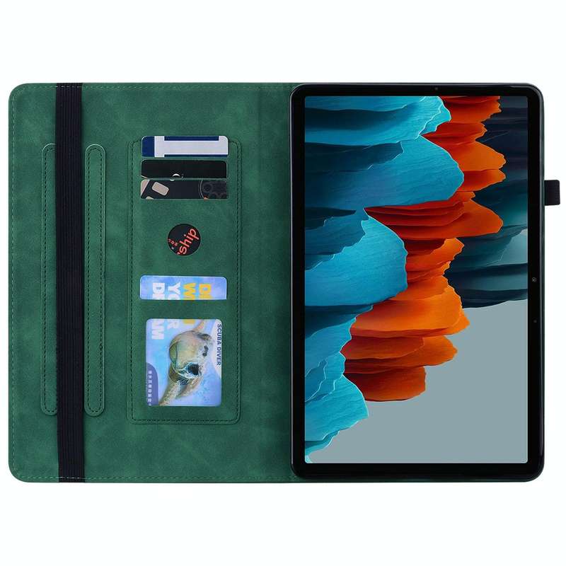 For Samsung Galaxy Tab S7+ / S8+ Skin Feel Solid Color Zipper Leather Tablet Case(Green)