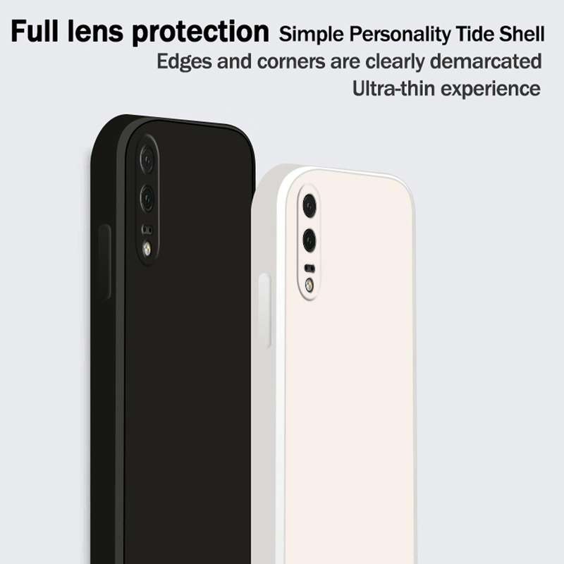 For Huawei P20 Solid Color Imitation Liquid Silicone Straight Edge Dropproof Full Coverage Protec...