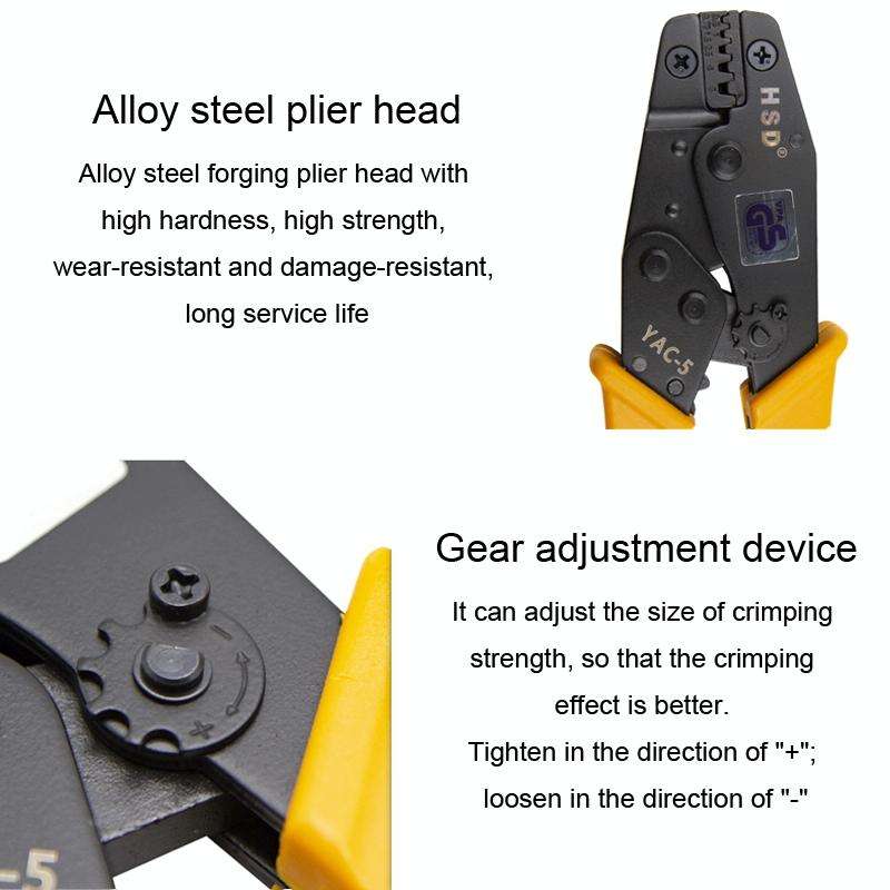 HSD YAC-5 Pressure 0.5-6mm Square Ratchet Crimping Plier European Tube And Pin Terminal Crimping ...