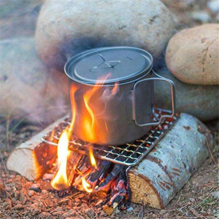 Outdoor Camping Pot Rack Square 304 Stainless Steel Barbecue Mesh Simple Wood Fire Stove Barbecue...