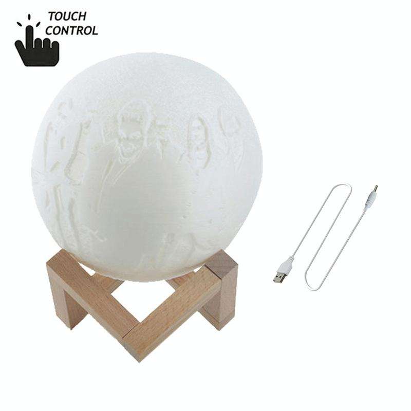 Customized Touch Switch 2-color 3D Print Moon Lamp USB Charging Energy-saving LED Night Light wit...
