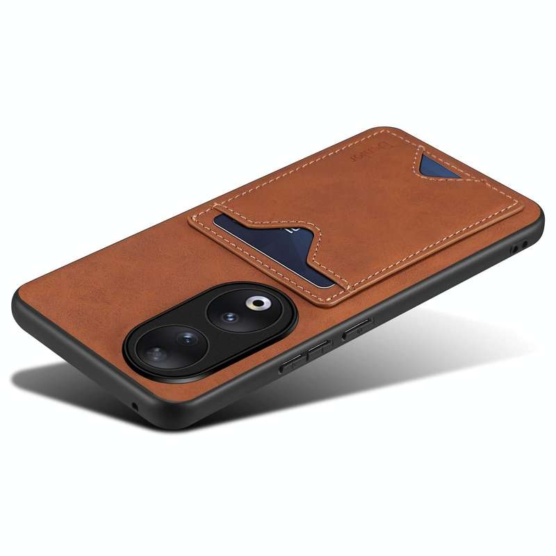 For Honor 90 Denior PU Back Cover Card Slot Holder Phone Case(Brown)