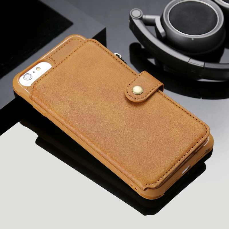 For iPhone 7 Plus / 8 Plus Zipper Shockproof Protective Case with Card Slots & Bracket & Photo Ho...