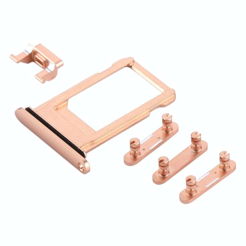 Card Tray + Volume Control Key + Power Button + Mute Switch Vibrator Key for iPhone 8 Plus(Gold)