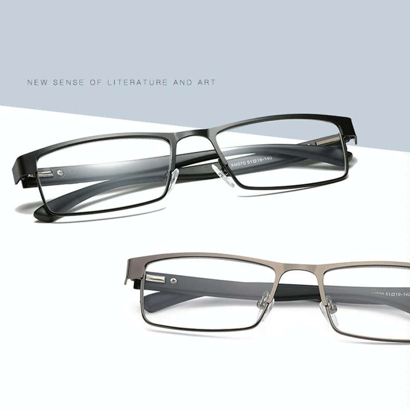 Simple Matel Frame Reading Glasses Hyperopia Eyeglasses +2.50D(Gun-color)