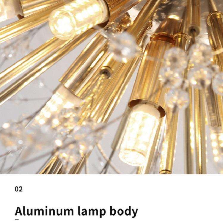 Bedroom Crystal Ceiling Lamp Creative Dandelion Living Room Lamp Dining Room Lamp, Style:Chrome (...