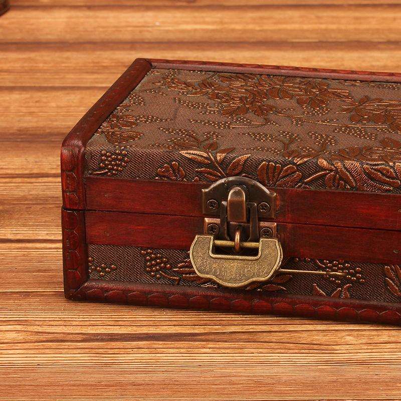 Wooden Vintage Jewelry Box Sorage And Shooting Props, Size: 14.5x11.5x6.5cm(D Copper)
