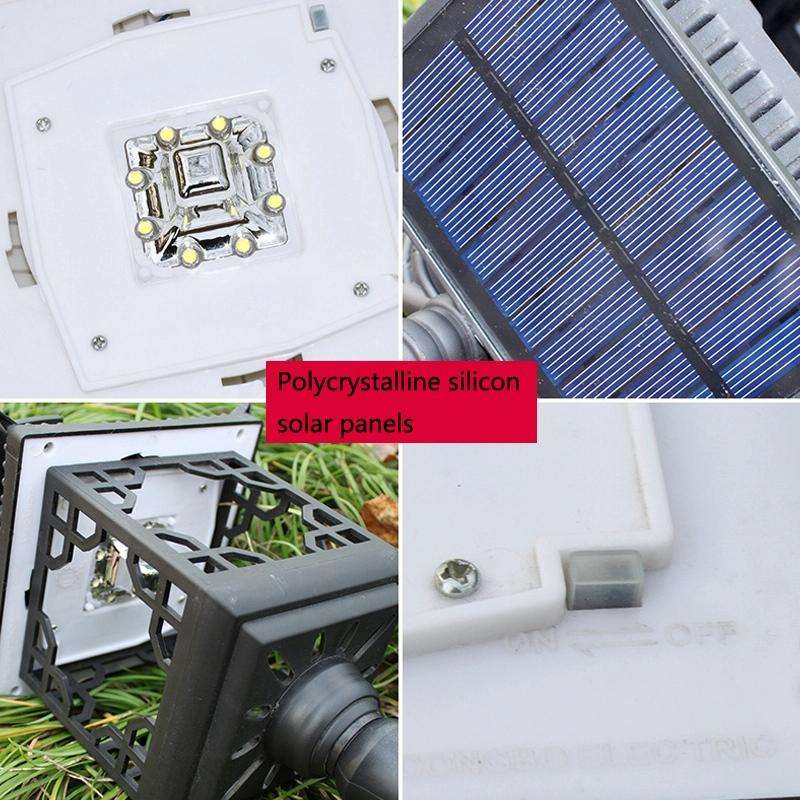 8 LED Solar Outdoor House Appearance Lawn Garden Decoration Light(Black Floor Lamp)