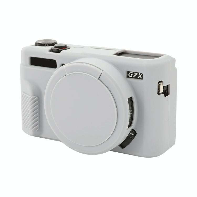 For Canon PowerShot G7 X Mark II / G7X2 Soft Silicone Protective Case with Lens Cover(Grey)