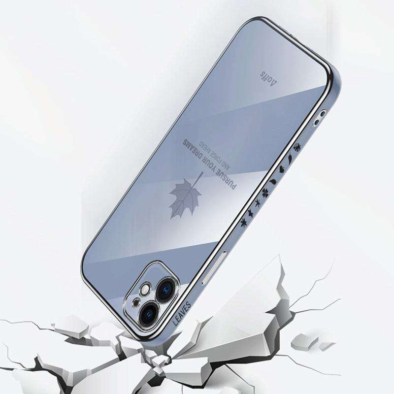 For Samsung Galaxy S23 Ultra 5G 9D Plating Maple Leaf Silicone Phone Case with Strap(Smoke Purple)