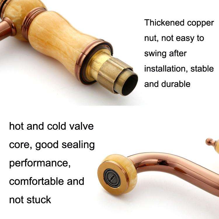 Gold-plated Copper 360-degree Rotating Basin Hot and Cold Water Faucet, Color: Sapphire Zirconium...