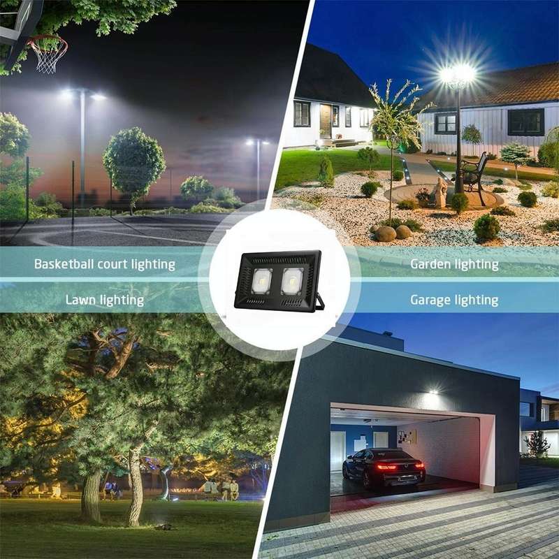 100W Waterproof LED Floodlight Lamp, 2 x 48 LED SMD 2835, Luminous Flux: > 8000LM, PF > 0.9, RA >...