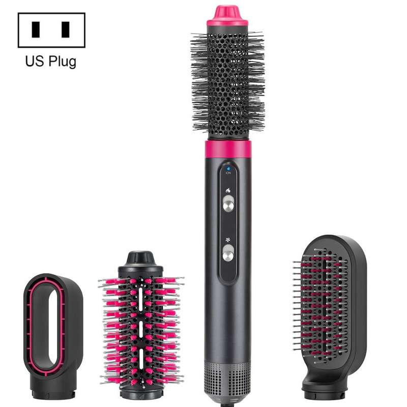 4 In 1 Hair Dryer Curling Straight Comb Hot Air Comb(US Plug)