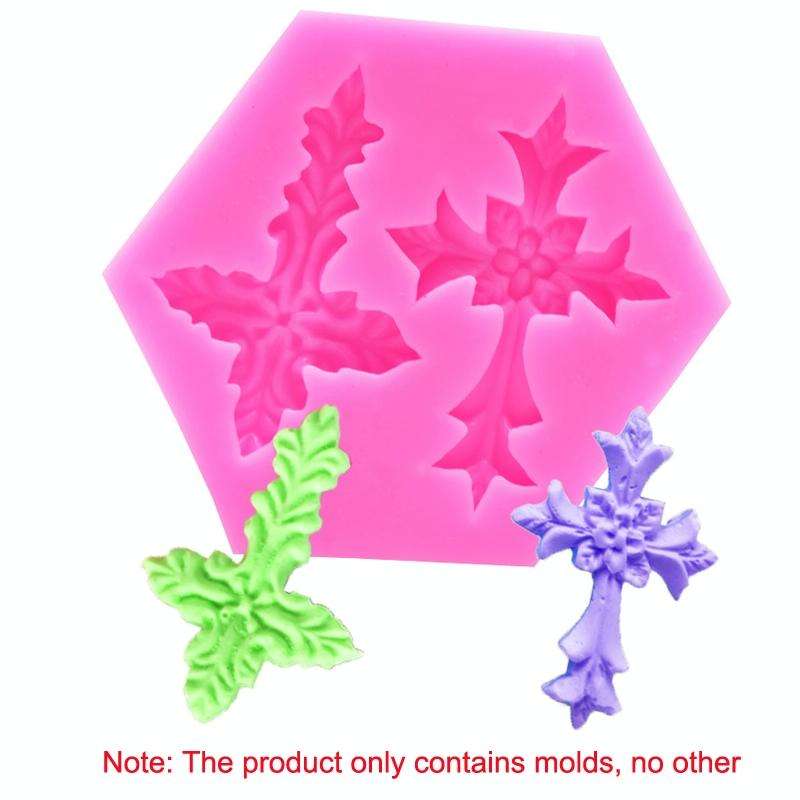 4 PCS Cross Shape Silicone Fondant Cake Mold Baking Tool(Pink)