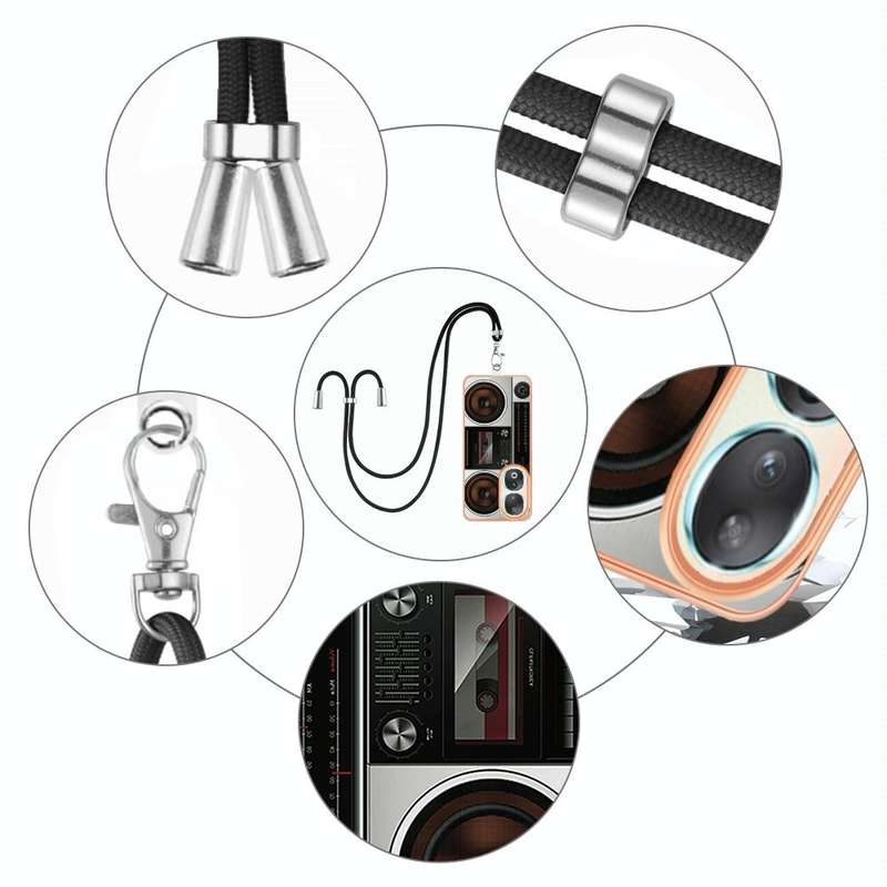 For Honor 90 Electroplating Dual-side IMD Phone Case with Lanyard(Retro Radio)