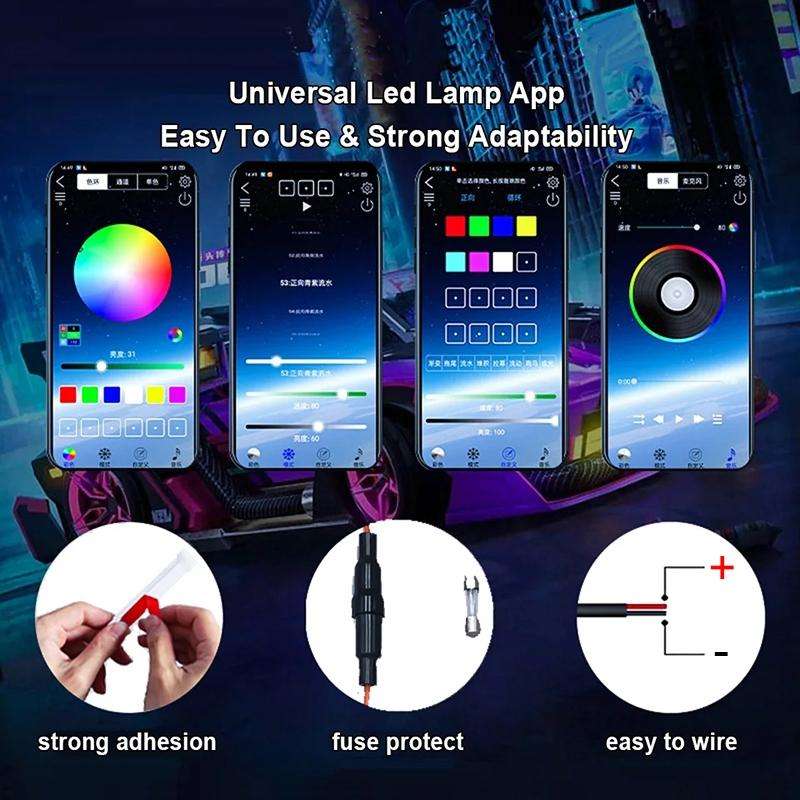 Car Startup Scan Through Hood LED Daytime Running Atmosphere Light, APP Control, Length:1.5m(Symp...