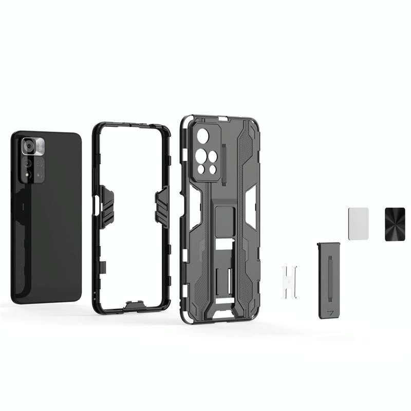For Xiaomi Redmi Note 11 Pro Supersonic PC + TPU Shock-proof Phone Case with Holder(Silver)