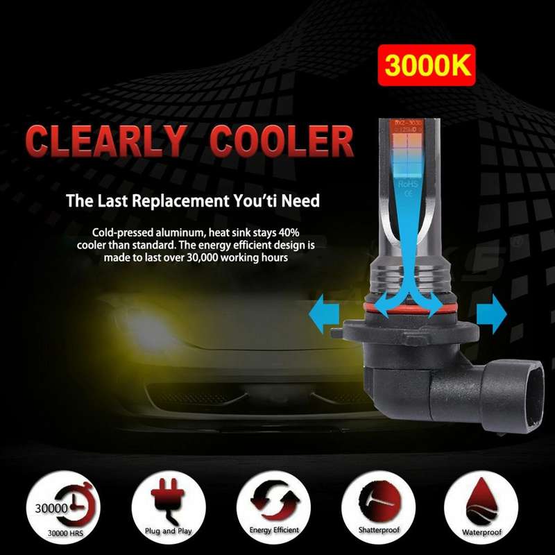 2 PCS 9006 DC12V-24V / 12W / 3000K / 800LM 12LEDs SMD-3030 Car LED Fog Light (Yellow Light)