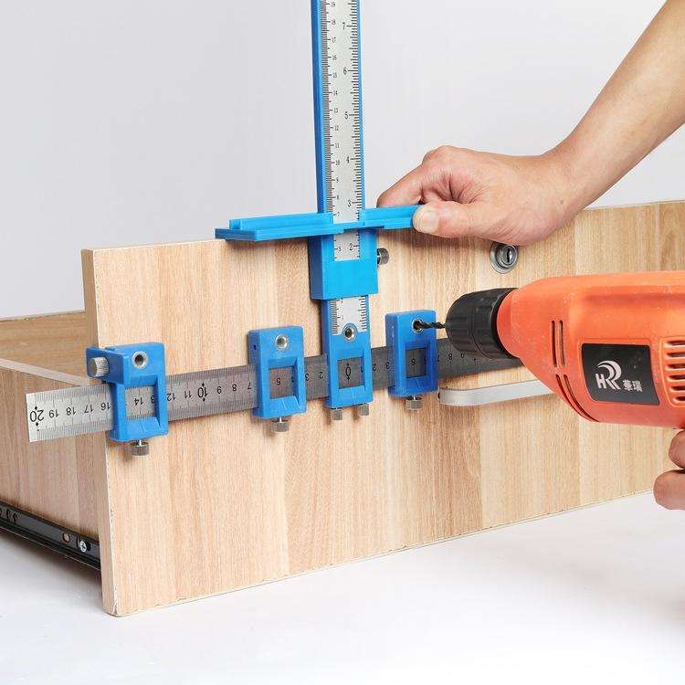 Woodworking Aid Tool Handle Punch Locator Cabinet Door Hole Opener Black HD Set