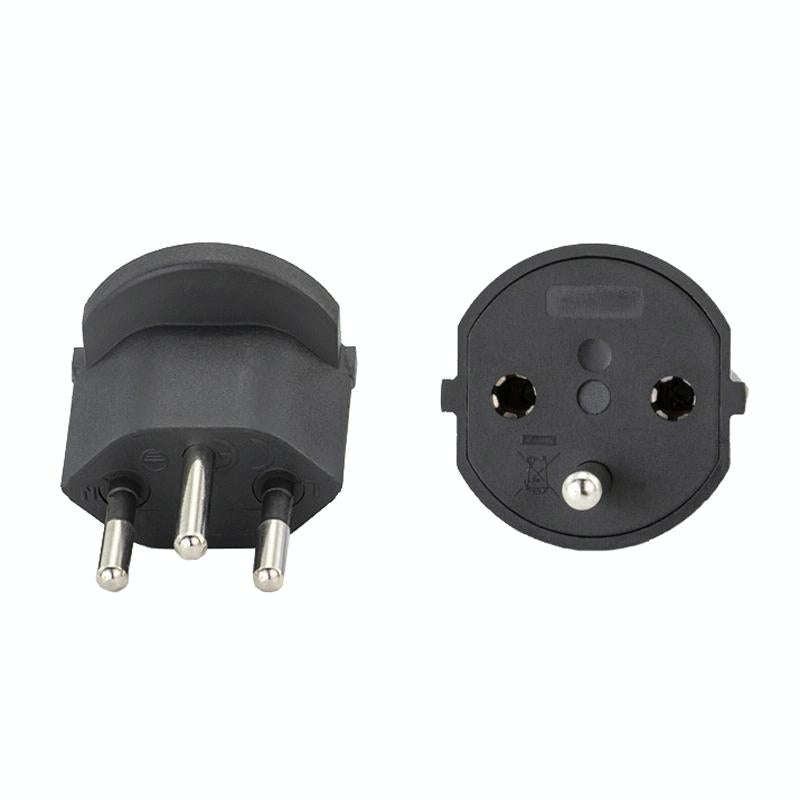 EU to Switzerland Convertible Plug With Ground Wire Travel Adaptor(Black)
