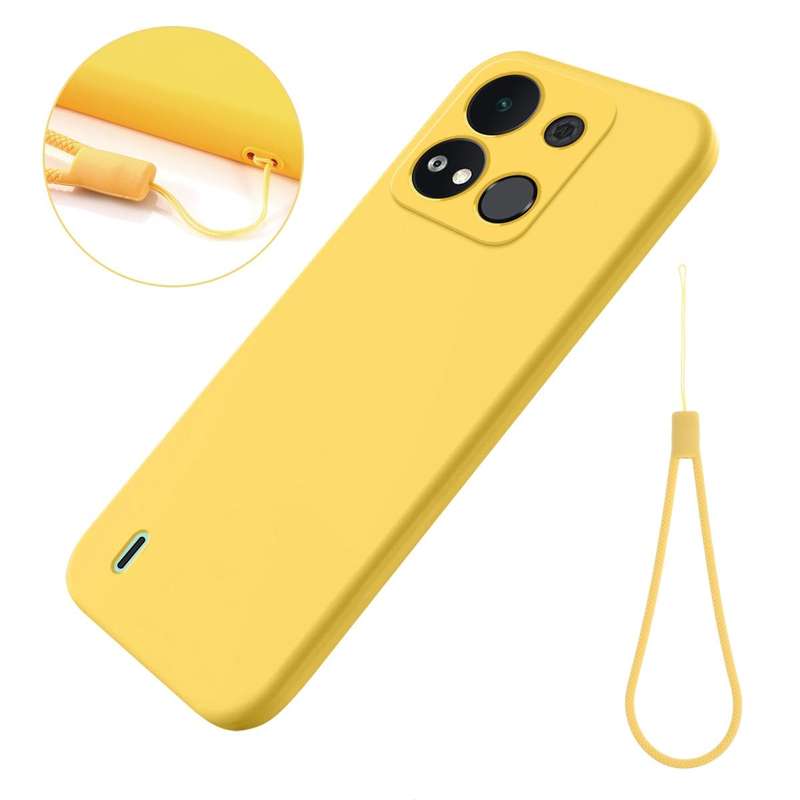 For itel A04 Pure Color Liquid Silicone Shockproof Phone Case(Yellow)