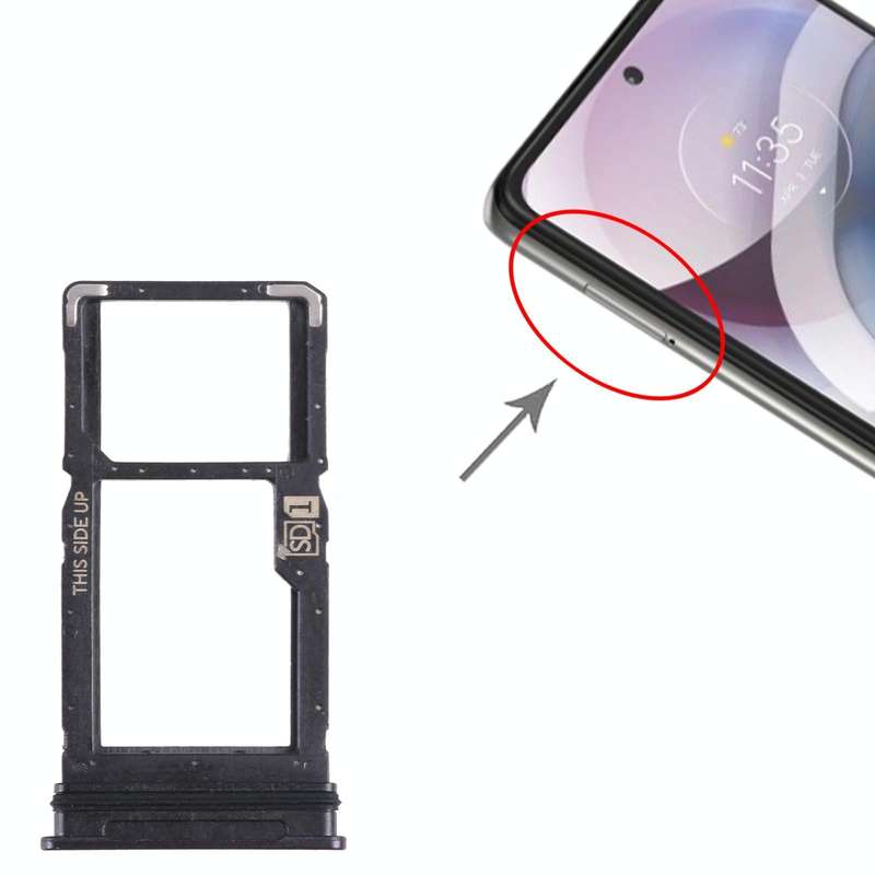 For Motorola One 5G Ace SIM Card Tray + Micro SD Card Tray (Black)