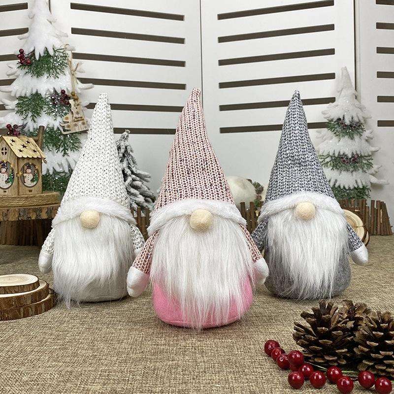 Christmas Decorations Window Decorations for Faceless Elderly Dolls Decorative Dolls(Pink)
