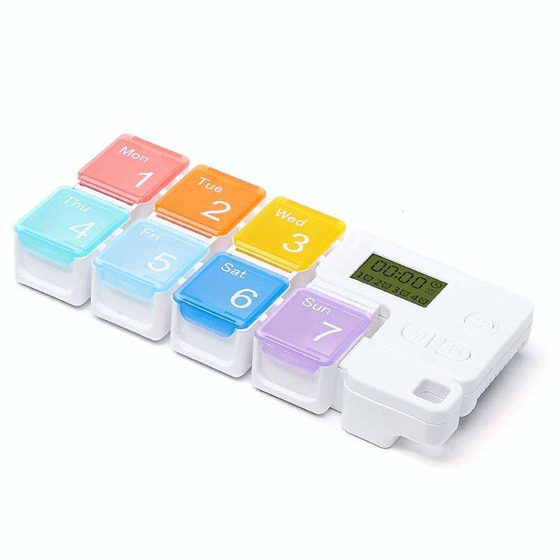 TF-248 7-Cell Smart Timing Reminder Plastic Pill Box Pill Storage Box(Colorful)