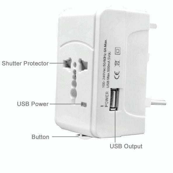 933L 4 in 1 (EU + UK + AU + US Plug) Universal USB Charger Travel Adaptor