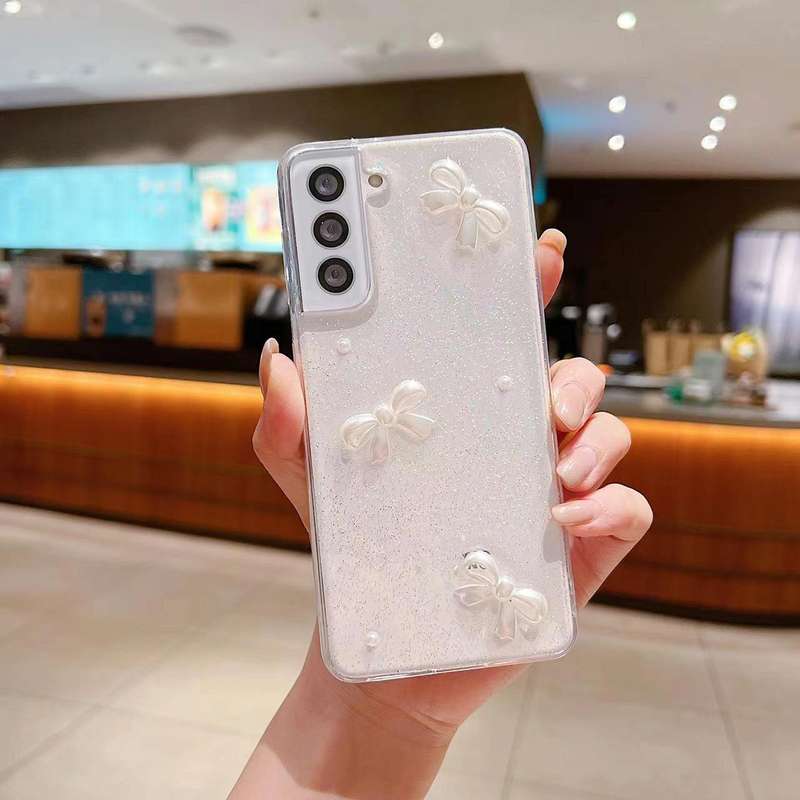For Samsung Galaxy A24 5G Pearl Bow Glitter Epoxy TPU Phone Case(Three Knots)
