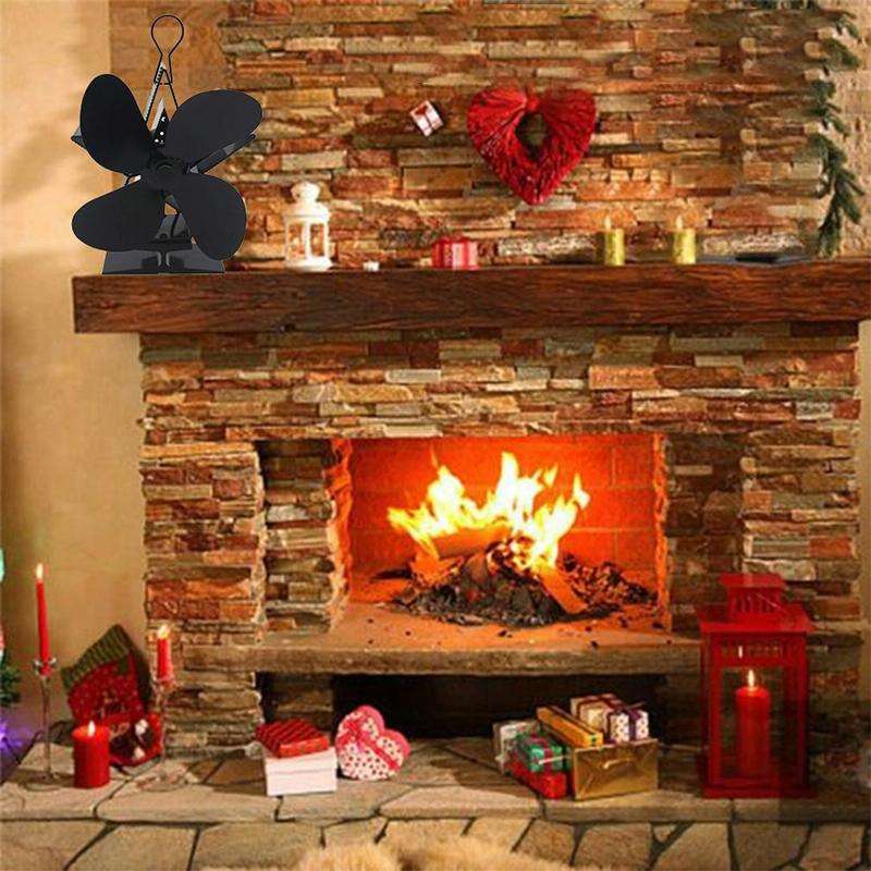 4-Blade Aluminum Heat Powered Fireplace Stove Fan (Blue)
