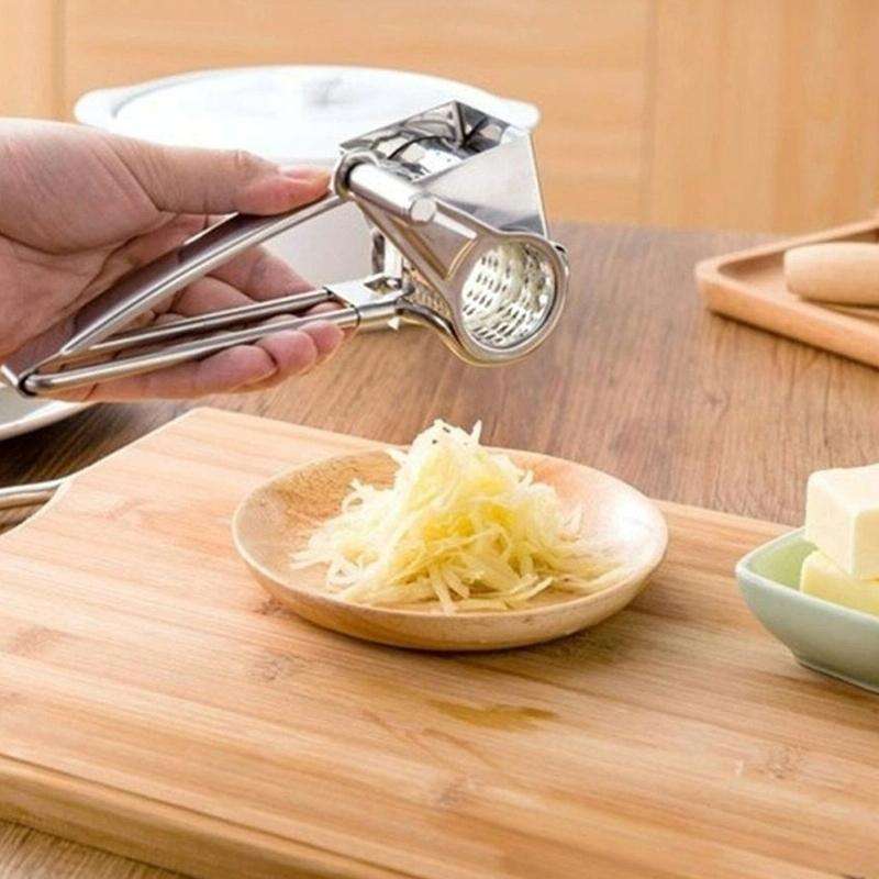 Cheese Grater Rotory Container Stainless Steel Hand-Crank Rotary Shredder with flakes