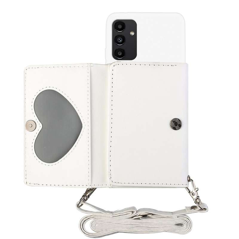 For Samsung Galaxy A34 5G Crossbody Lanyard Wallet Card Bag Phone Case(White)