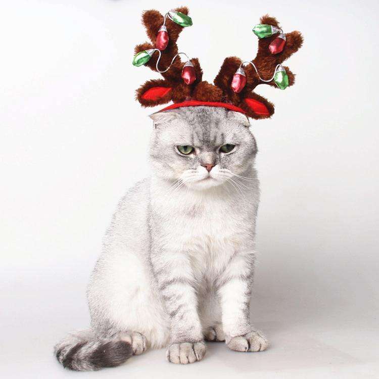Pet Supplies Puppy Christmas Hat Holiday Jewelry Sequined Antlers, Size: M