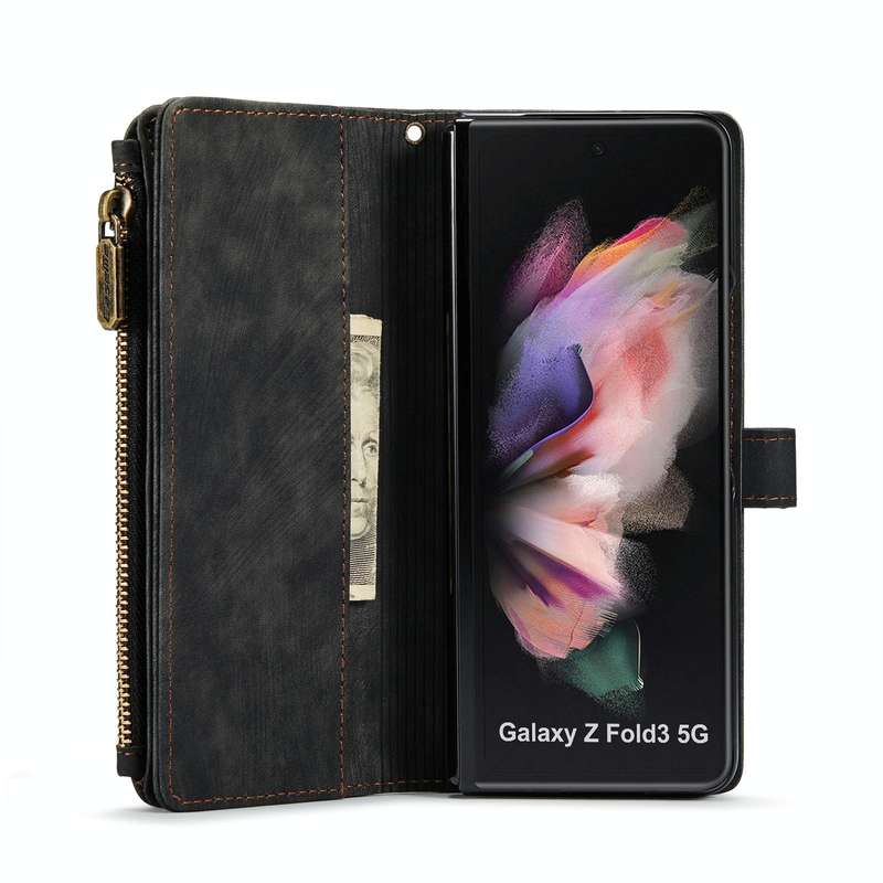 For Samsung Galaxy Z Fold3 5G CaseMe C30 Multifunctional Phone Leather Phone Case(Black)