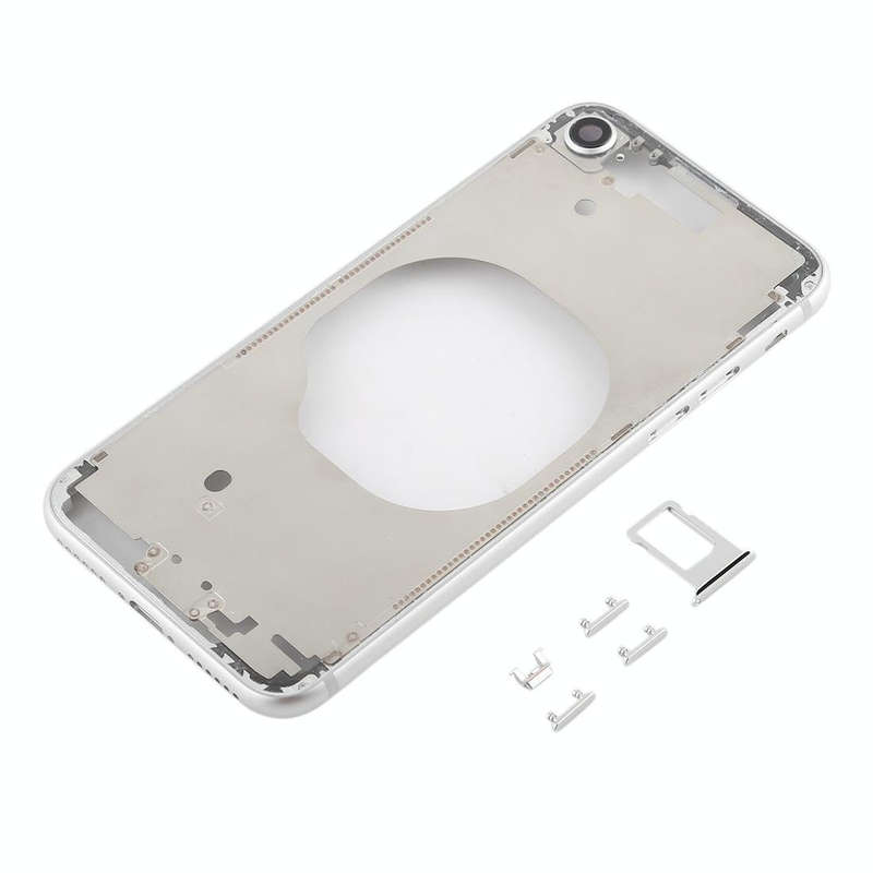 Transparent Back Cover with Camera Lens & SIM Card Tray & Side Keys for iPhone 8 (White)