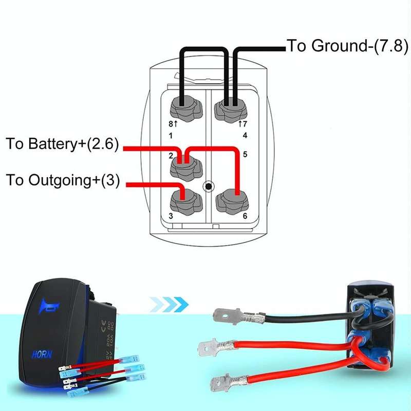12 20A / 24V 10A Car Horn Rocker Switch with Jumper Set